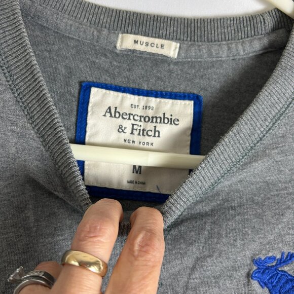 Abercrombie & Fitch Gray Muscle Long Sleeve T Shirt M - Picture 4 of 4
